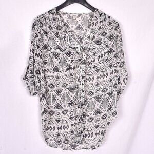 B_envied Sheer Blouse Geometric Print Tunic Size Medium